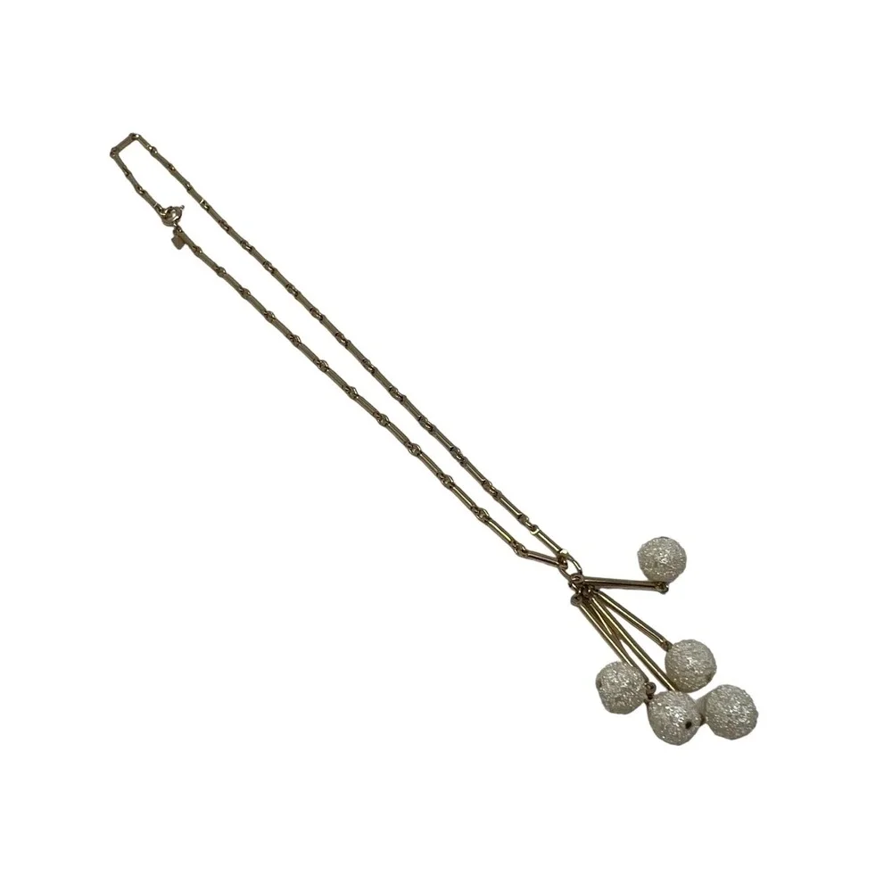 Vintage‎ Sarah Coventry Necklace Bar Chain with Dangling Frosted Sparkle Beads